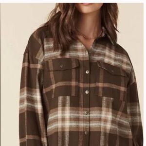Spell Basecamp Brown Plaid Flannel Button Down